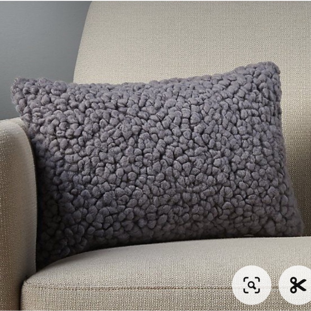 CB2 Cozy Gray Textured Wool Throw Pillow Covers x2- NWT